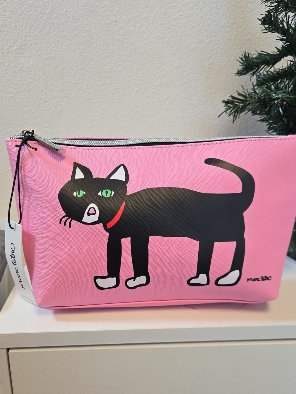 NEW Marc Tetro Pink Cat Print Pet Accessory Pouch
